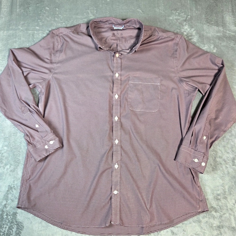 Jos A. Bank Traveler Motion XL Quick Dry Burgundy Print Long Sleeve